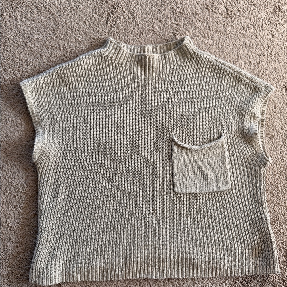 Free people Sleeveless Knit Pocket Sweater Vest in Light Beige